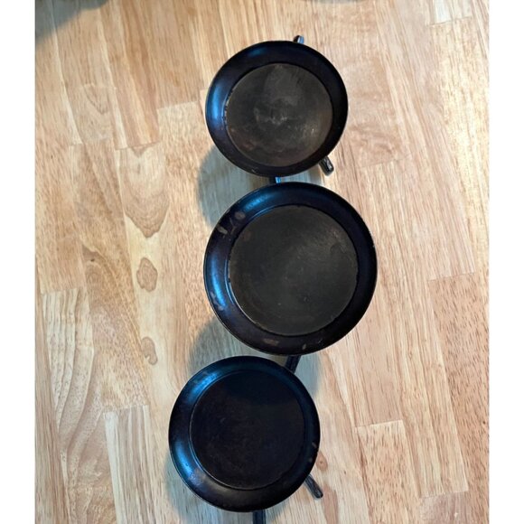 Three Tier Black Metal Twig Candle Holder With Pine Cone Accent - Picture 4 of 8